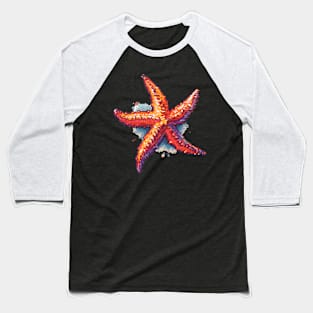 Pixelated Starfish Artistry Baseball T-Shirt